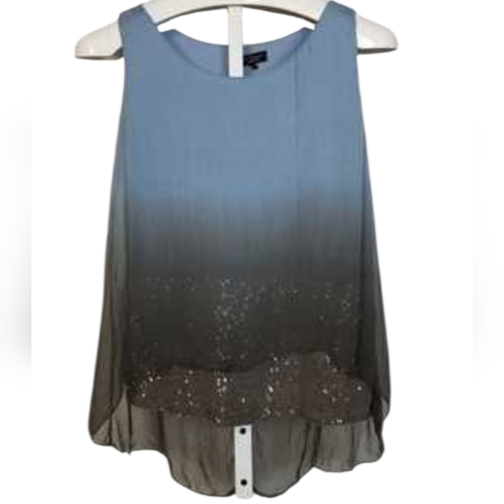 New H Trend Silk Top Womens Italy Sleeveless Layered Sequins Cowl Neck Lined